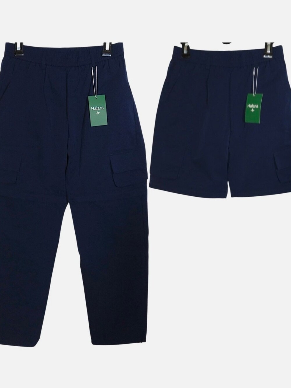 Halara Convertible Cargo Pants Womens Medium Black Zip Off Shorts Hiking Travel